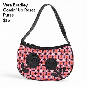 Vera Bradley Comin’ Up Roses Purse 🌹 Pink Retro Floral